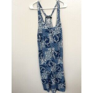 Lauren By Ralph Lauren Large  Blue Floral Bandana Print Sun Dress Sleeveless